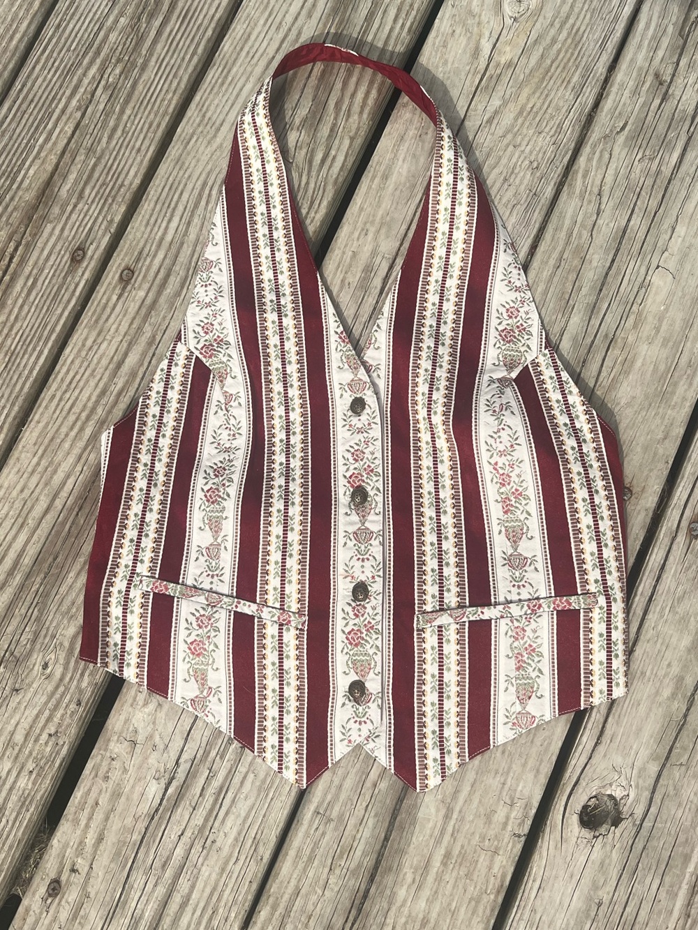 GAP Burgundy and Cream Striped Halter Vest